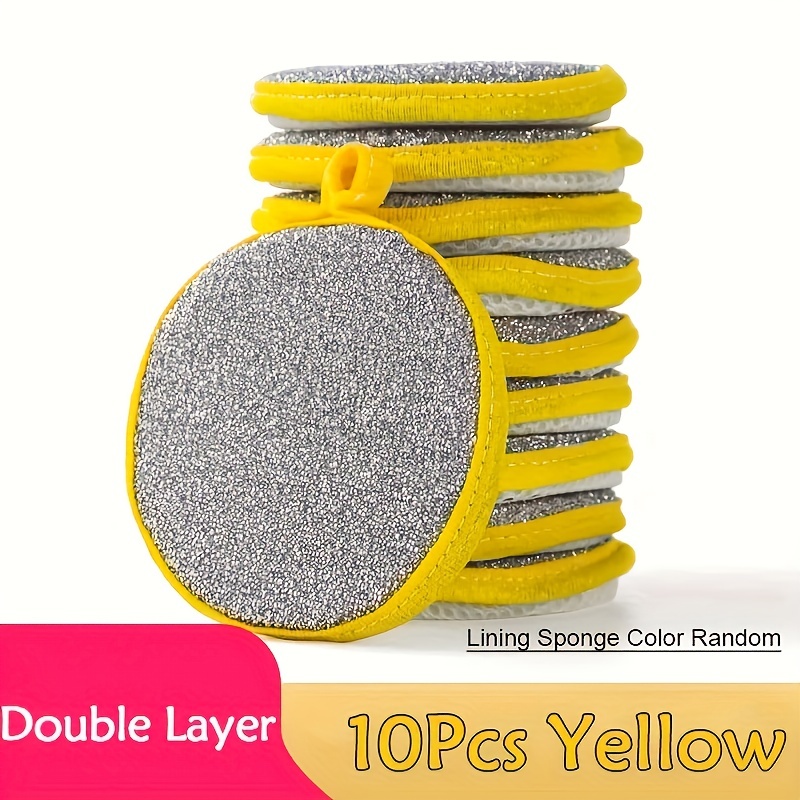 Double Sided Dishwashing Sponge Brush Pot Nylon Silk Sponge Wipe