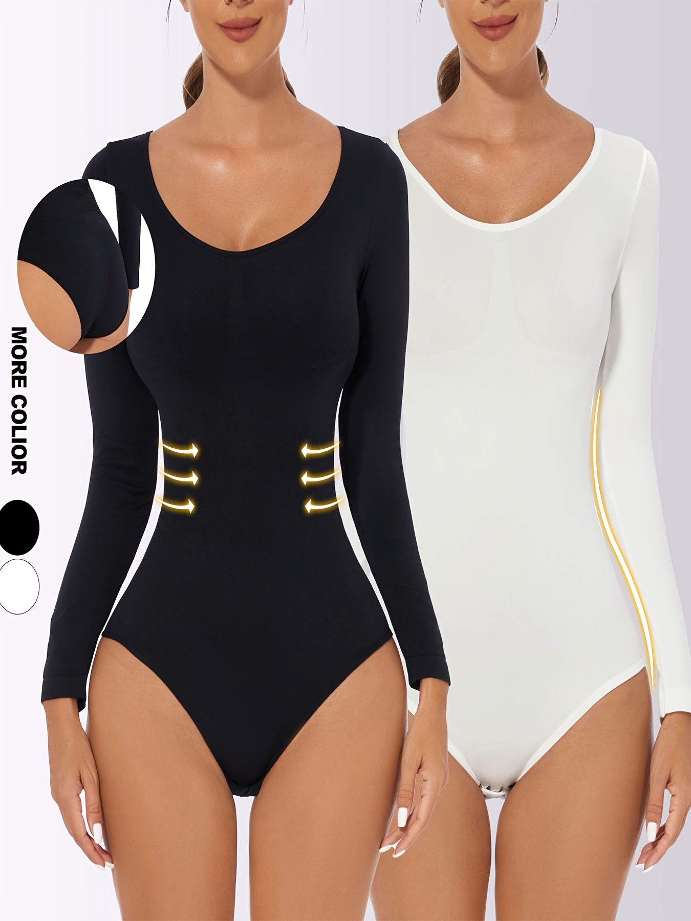 Solid Ribbed Shaping Bodysuit Tummy Control Slimming - Temu