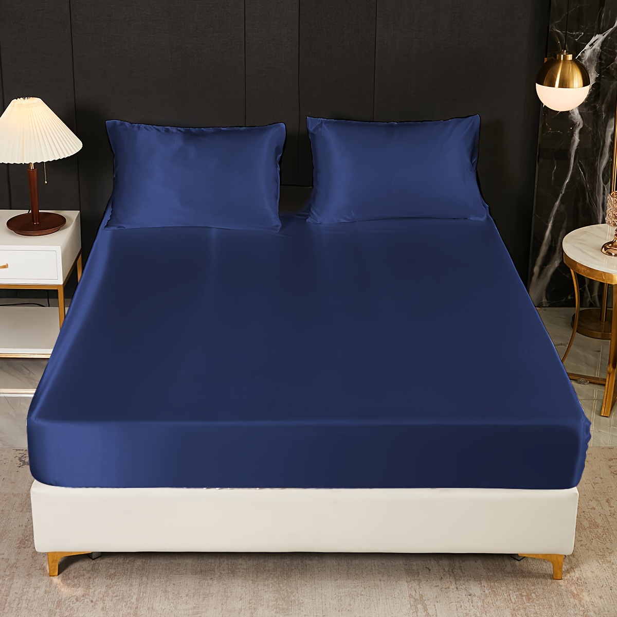 1pc satin solid color fitted sheet only fitted sheet without pillowcase soft bedding for bedroom   hotels details 42