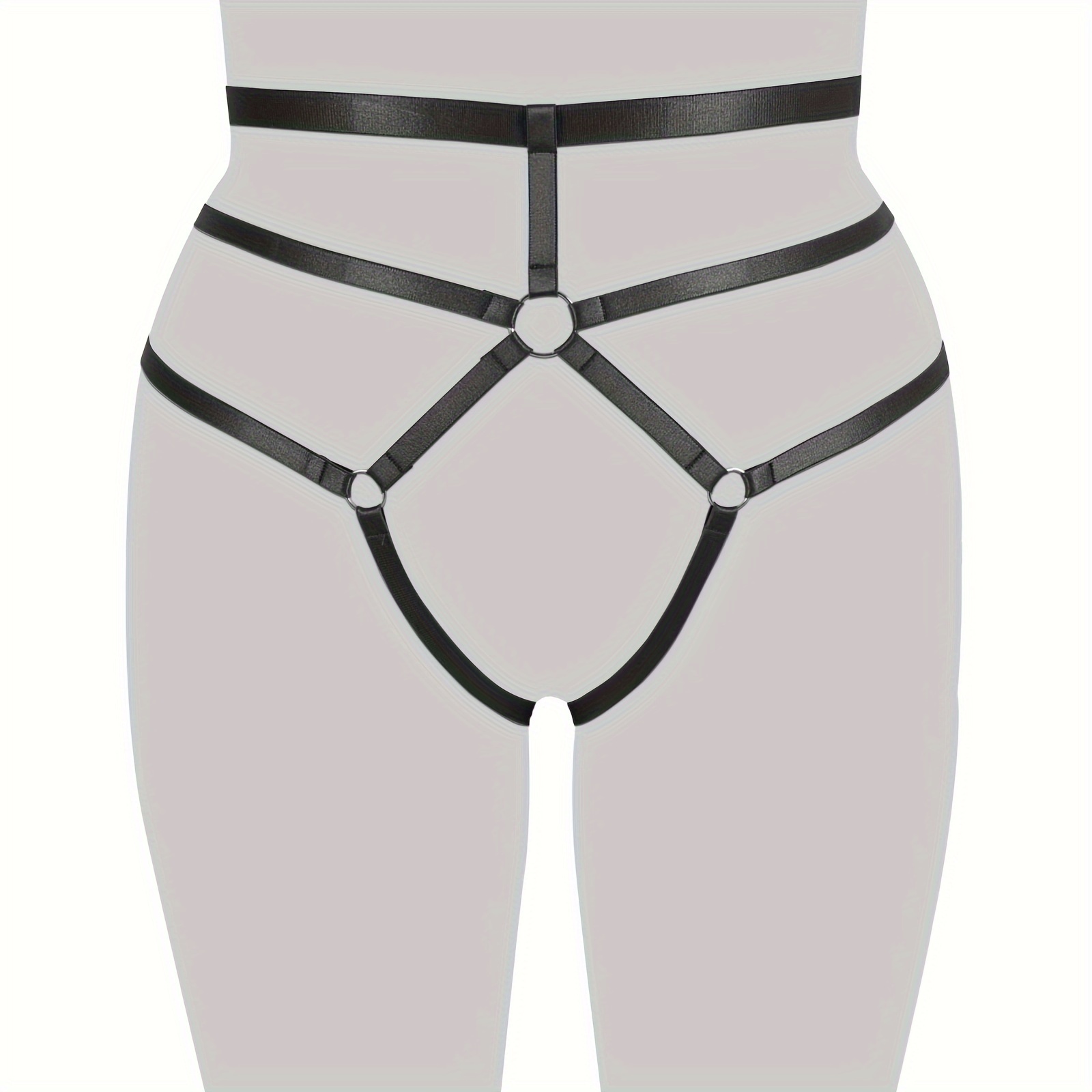 Goth Underwear Silver Chain Elastic Adjustable Black Sexy Lingerie