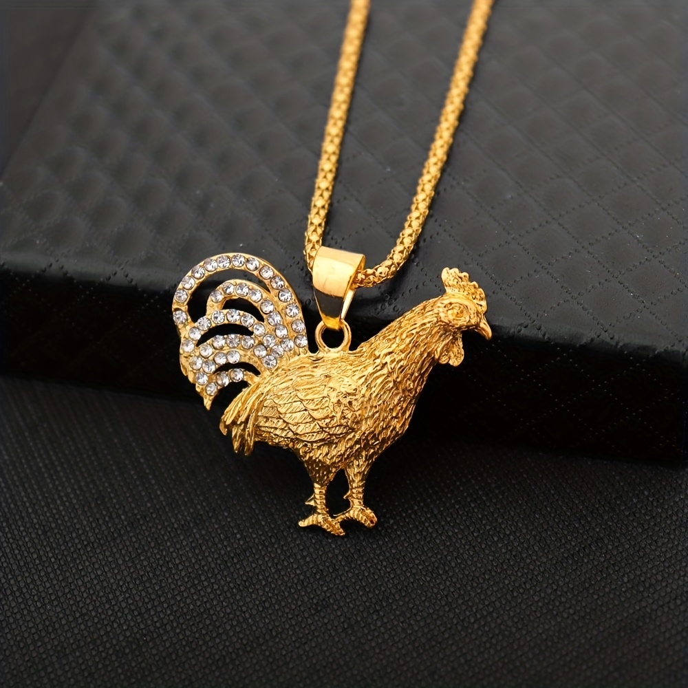 Golden Steel rooster pendant / Rooster pendant / Rooster 