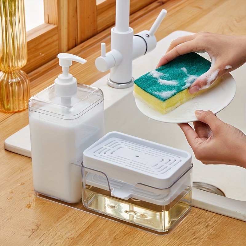 1pc Soap Dispenser Dishwashing Brush Soap Box, Press Type Liquid