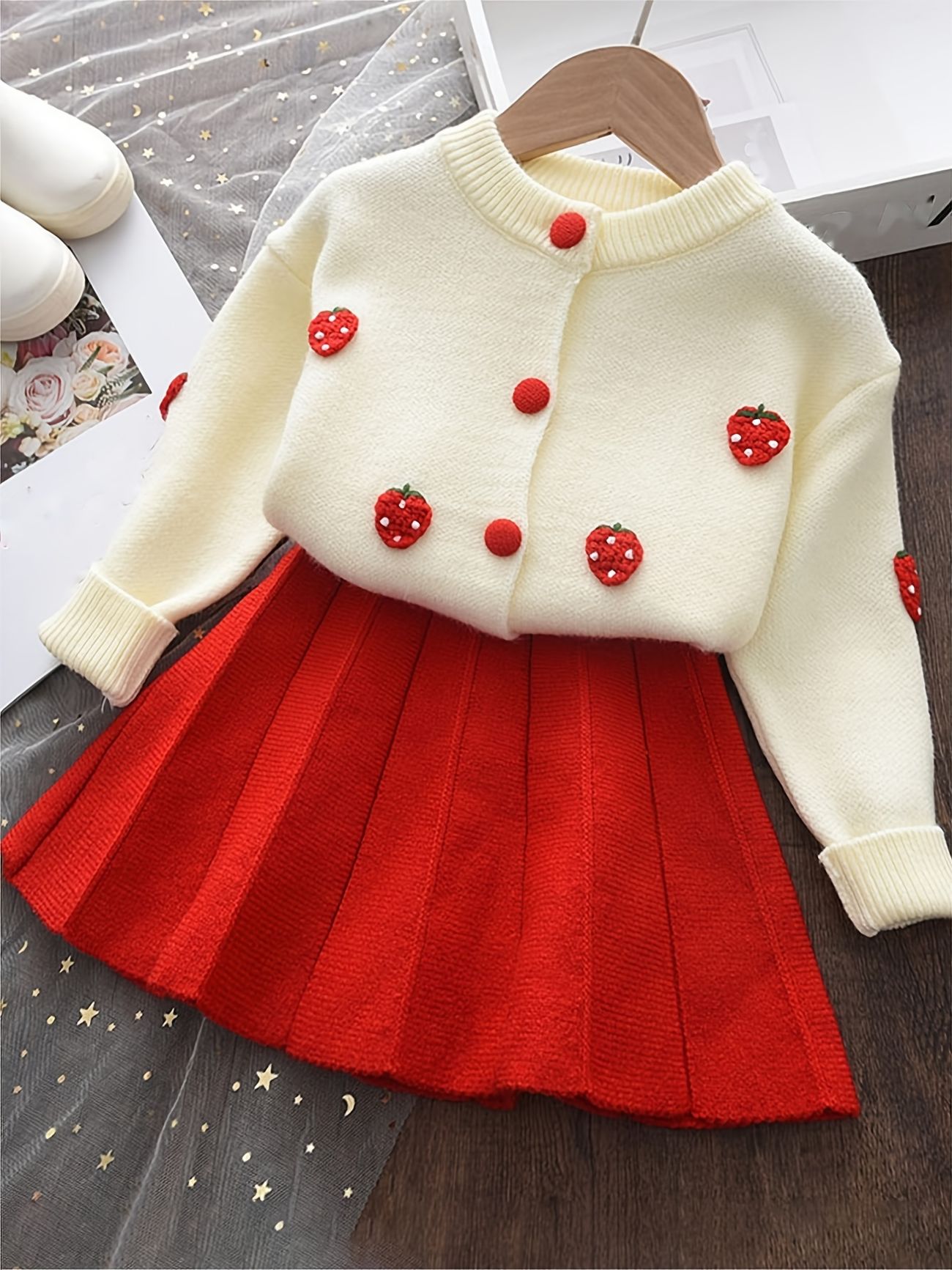 strike shower Discolor Girls Knit Cardigan Sweater Pleated Skirts Set Baby Kids Clothes For Spring  Fall - Clothing, Shoes & Jewelry - Temu
