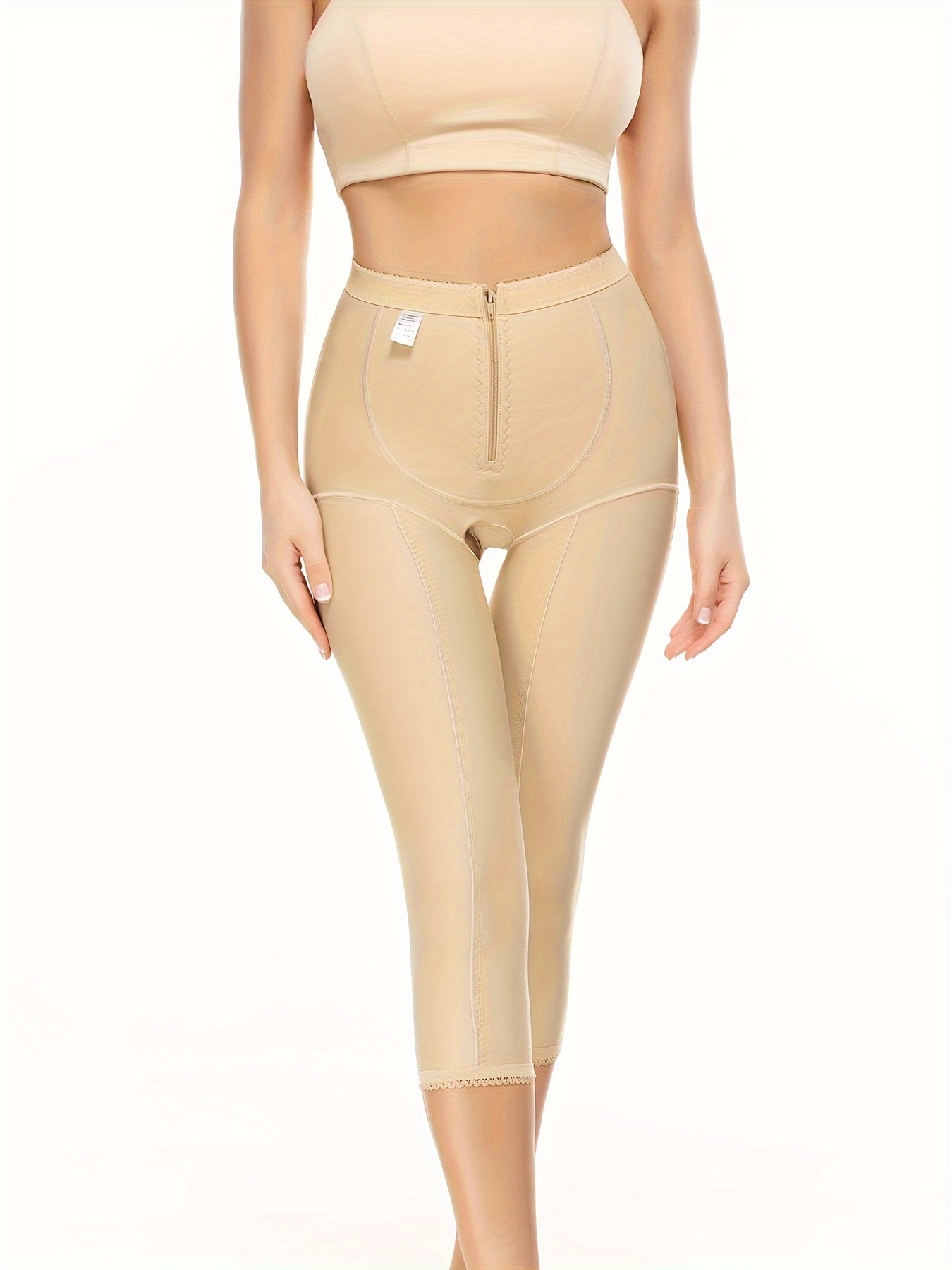 Capri style girdle with high waist and high compression