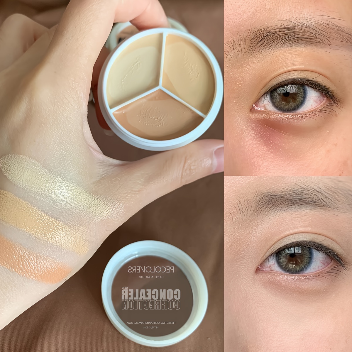 

1pc Contour Concealer Palette 3-colors Full Coverage For Acne Spot Dark Circles Concealer Cream Moisturizing Makeup Cosmetics