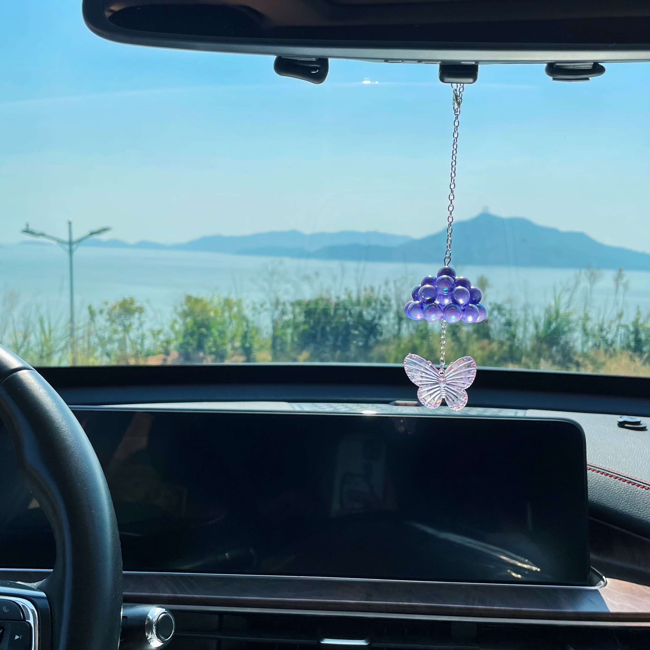 Cute Car Hanging Acrylic Beads Tassel Car Rear View Mirror Hanging