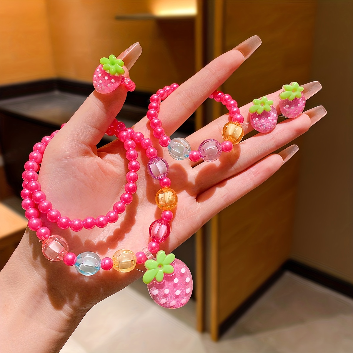 2 Sets wrist ornaments Little Girls Jewelry Sets Kids Beaded Bracelet