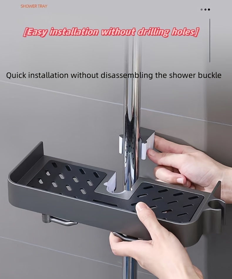 Shldybc Shower Rack Punch-free Shower Caddy Shelves Slide Bar for