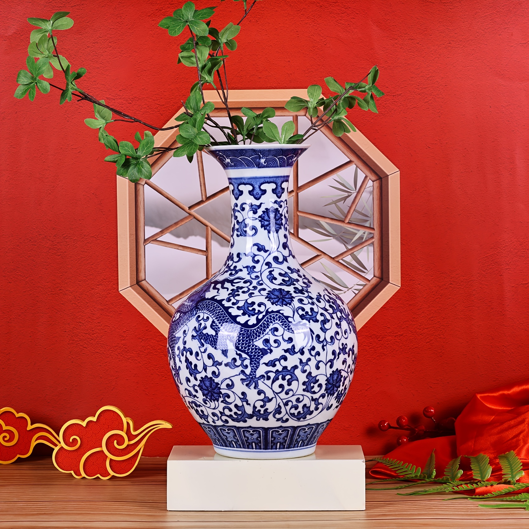 中国磁器花瓶 1 個 手作りの青と白のセラミック花瓶 美しい部屋の装飾や家の装飾に最適 - Temu Japan