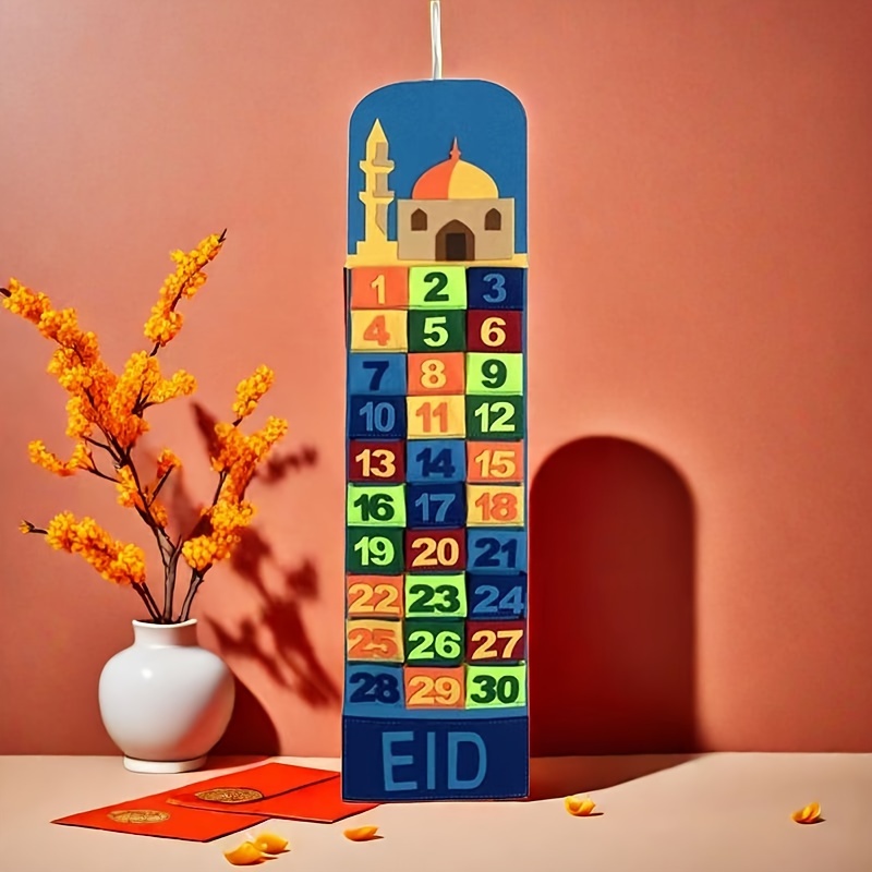 2023 Calendrier de l'avent Ramadan en Feutre, Calendrier de Compte à  Rebours du Ramadan 30 jours, Mur suspendu Eid Mubarak avec Poches,  Décoration de la Maison pour Ramadan et de l'Aïd, Cadeau