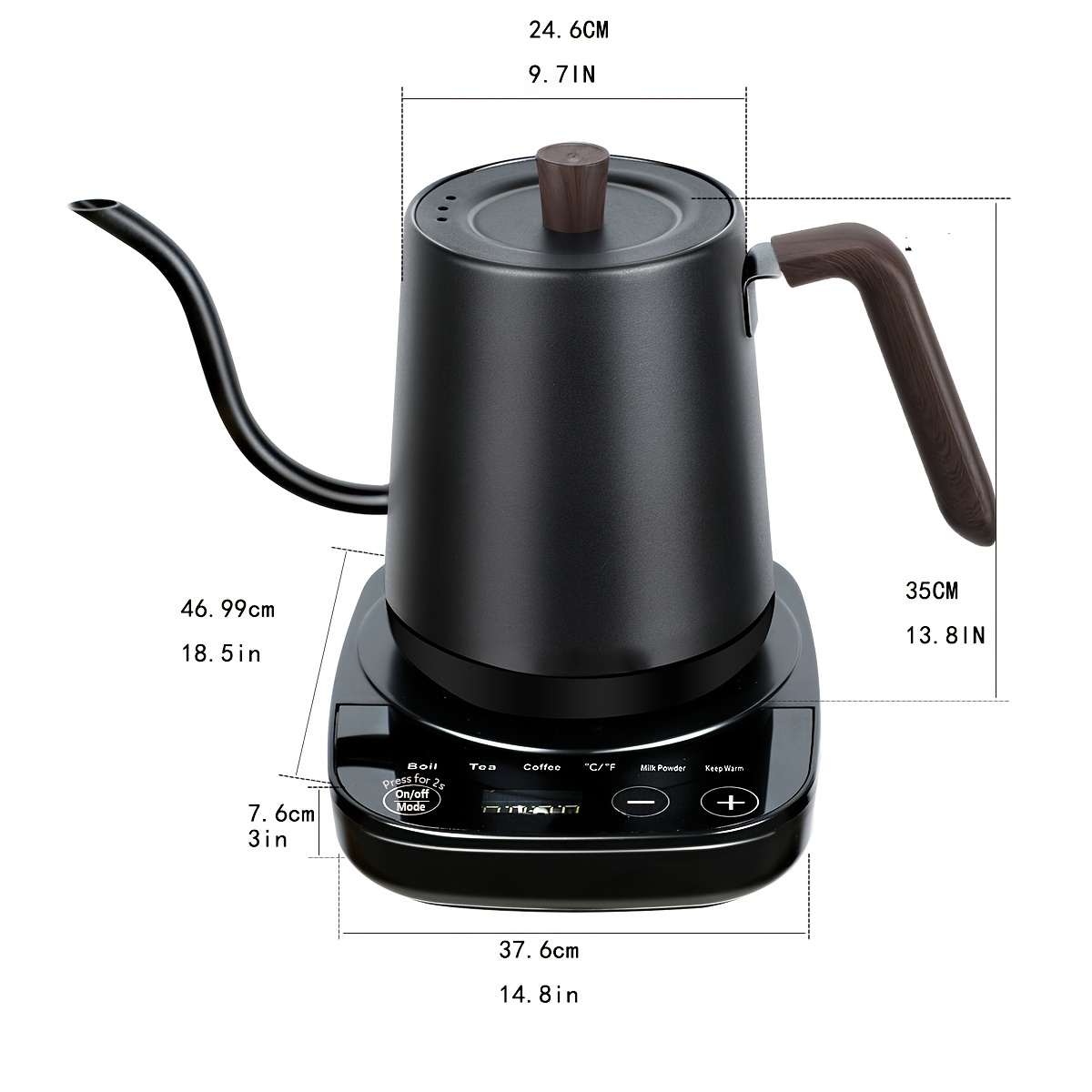 Gooseneck Electric Kettle 800ml Hand Brew Coffee Pot smart Teapot Temperature  Control Pot 1000W Rapid Heating Kettle 110v/220v - AliExpress
