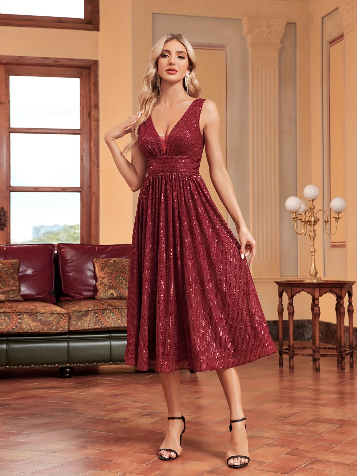 Ruched Knotted Party Dress Elegant Sleeveless Solid Wedding - Temu Canada