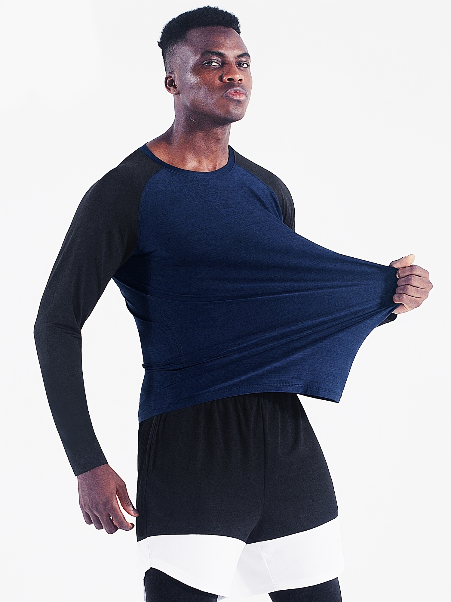 Men's Long Sleeve Block Sport Sweatshirt Quick Drying Loose T shirt