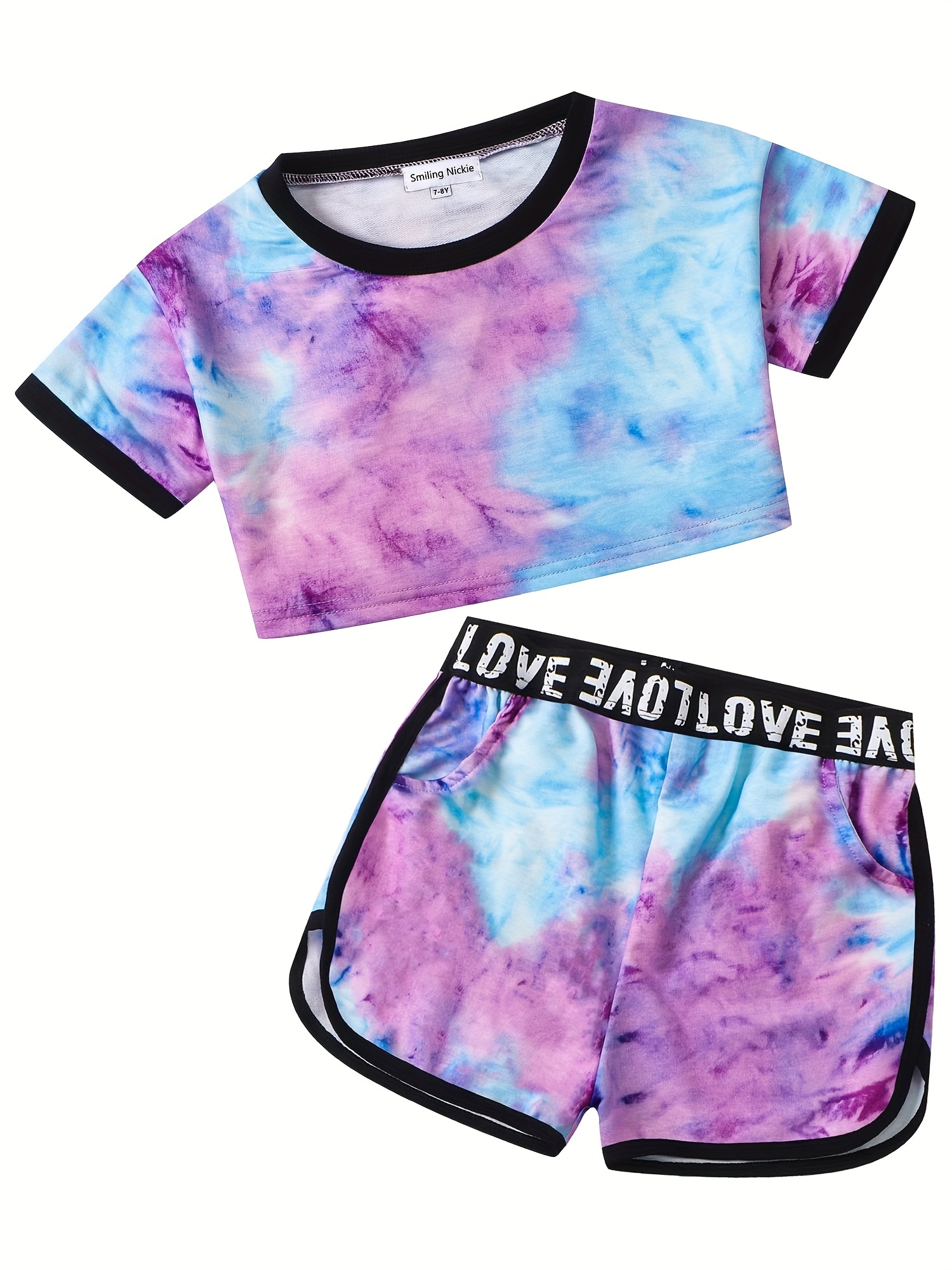 Toddler Girls Letter Tape Detail T shirts Crop Top Contrast - Temu Australia