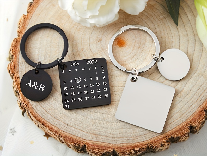 Customized Calendar Keychain, Engraved Calendar Keychain, Special Date Calendar Keychain, Personalized Couple Keychain, Anniversary Gift For Husband details 1