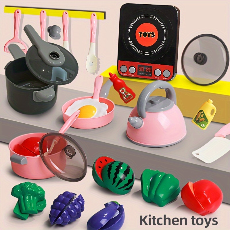 Juego de comida de cocina de juguete, 3 en 1, juego de simulación, 21  piezas de cocina para niños pequeños, mochila escolar de juguete para  mochila