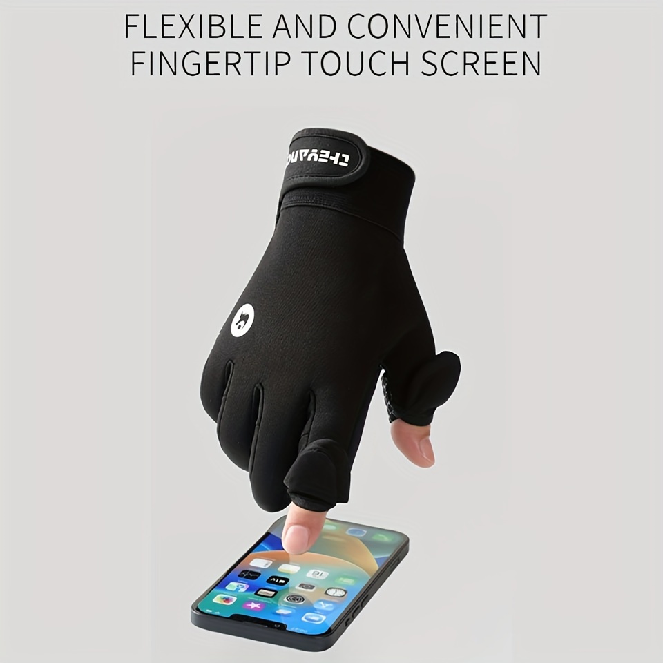 Polar Fleece Warm Gloves Outdoor Activities Two finger Flip - Temu