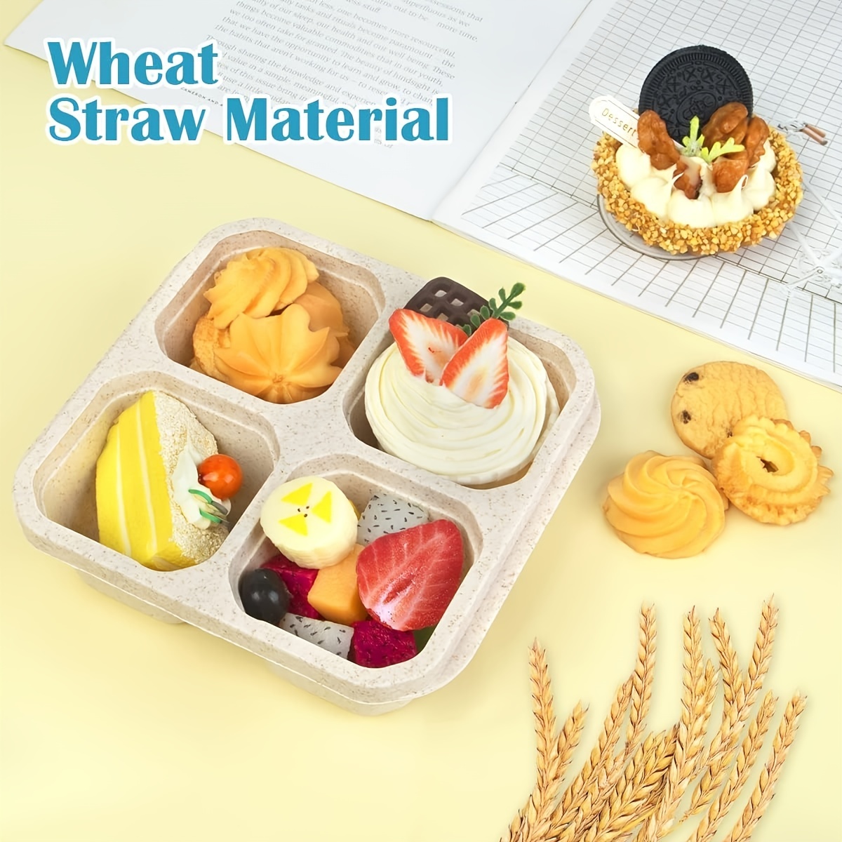 Wheat Straw Lunch Box Bento Box Japanese Style Students 4-box
