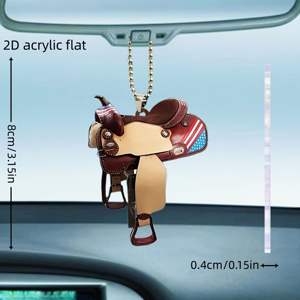 Personalisierter Sattel Acryl Schlüsselanhänger Auto View Mirror Hanging  Decor