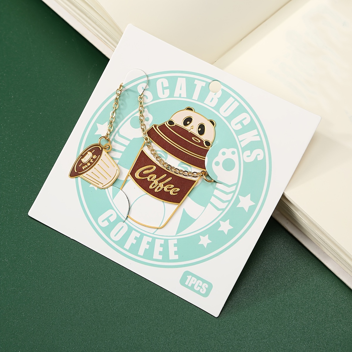 TEMU 1pc Small Animal Theme Coffee Cup Bookmark Hollow Metal Literary Bookmark Student Book Friend Creative Commemorative Gift
