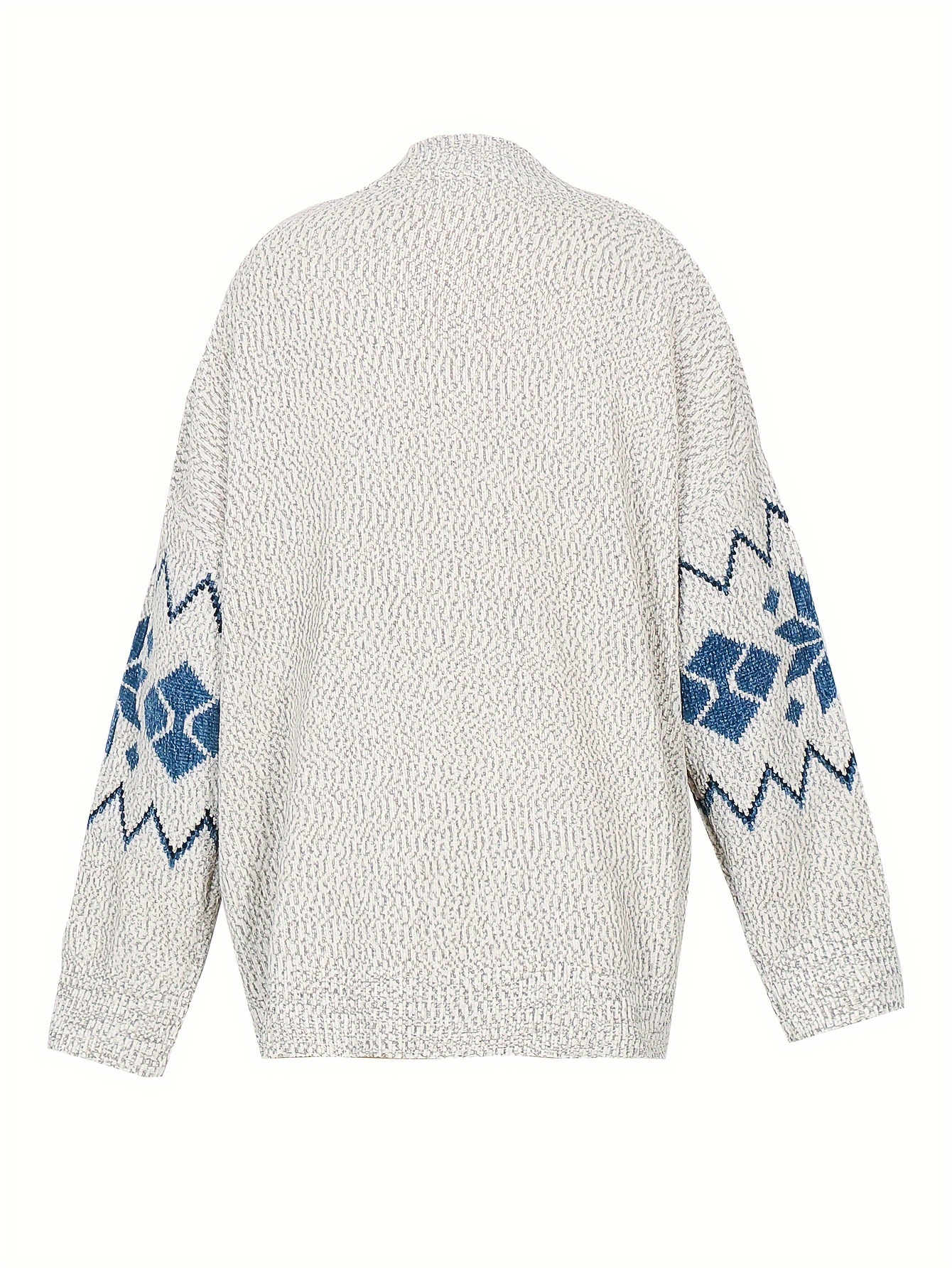 Geometric Print Button Up Cardigan With Pockets