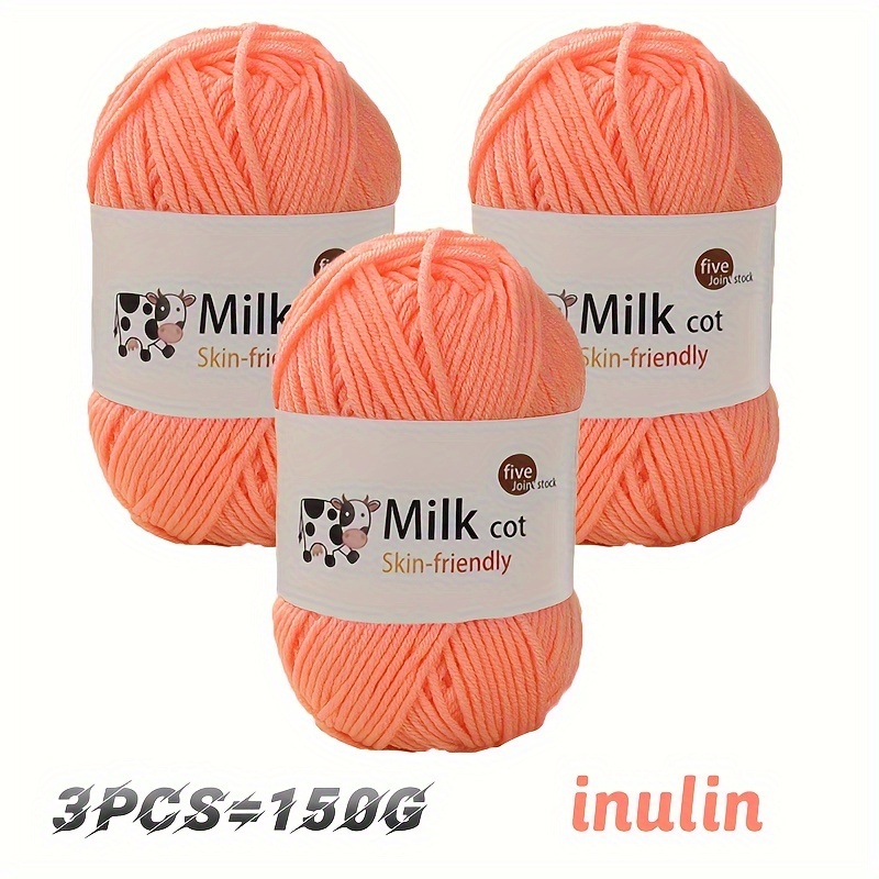 Cotton Yarn for Crocheting and Knitting, 5 Pack Crochet Yarn for Beginners  with Easy-to-See Stitches, Hand-Woven 5 Strands of Milk Cotton Warm Soft  Scarf Sweater Wool Thread 