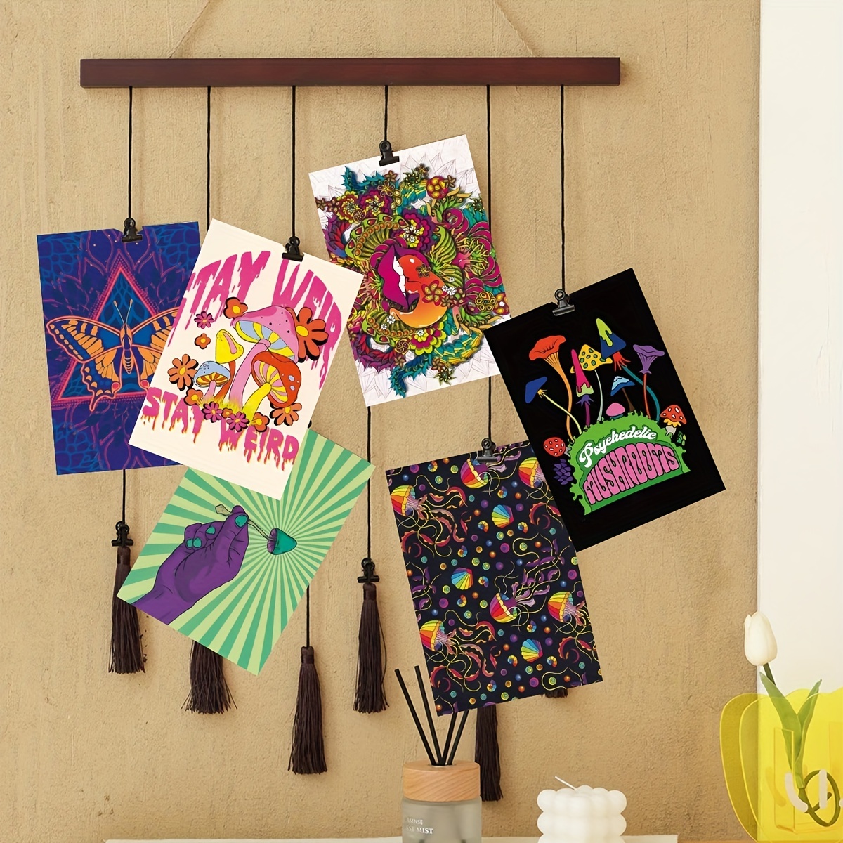 Indie poster pack Hippie aesthetic Wall collage kit 6x4