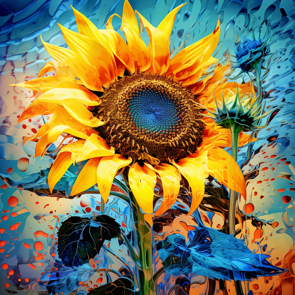 

1pc Large Size 40x40cm/15.7x15.7inch Without Frame Diy 5d Diamond Painting Sunflower, Full Rhinestone Painting, Artificial Diamond Art Embroidery Kits, Handmade Home Room Office Wall Decor