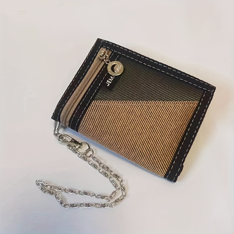 Fashion Casual Wallet With Chain Biker Punk Purse Card - Temu