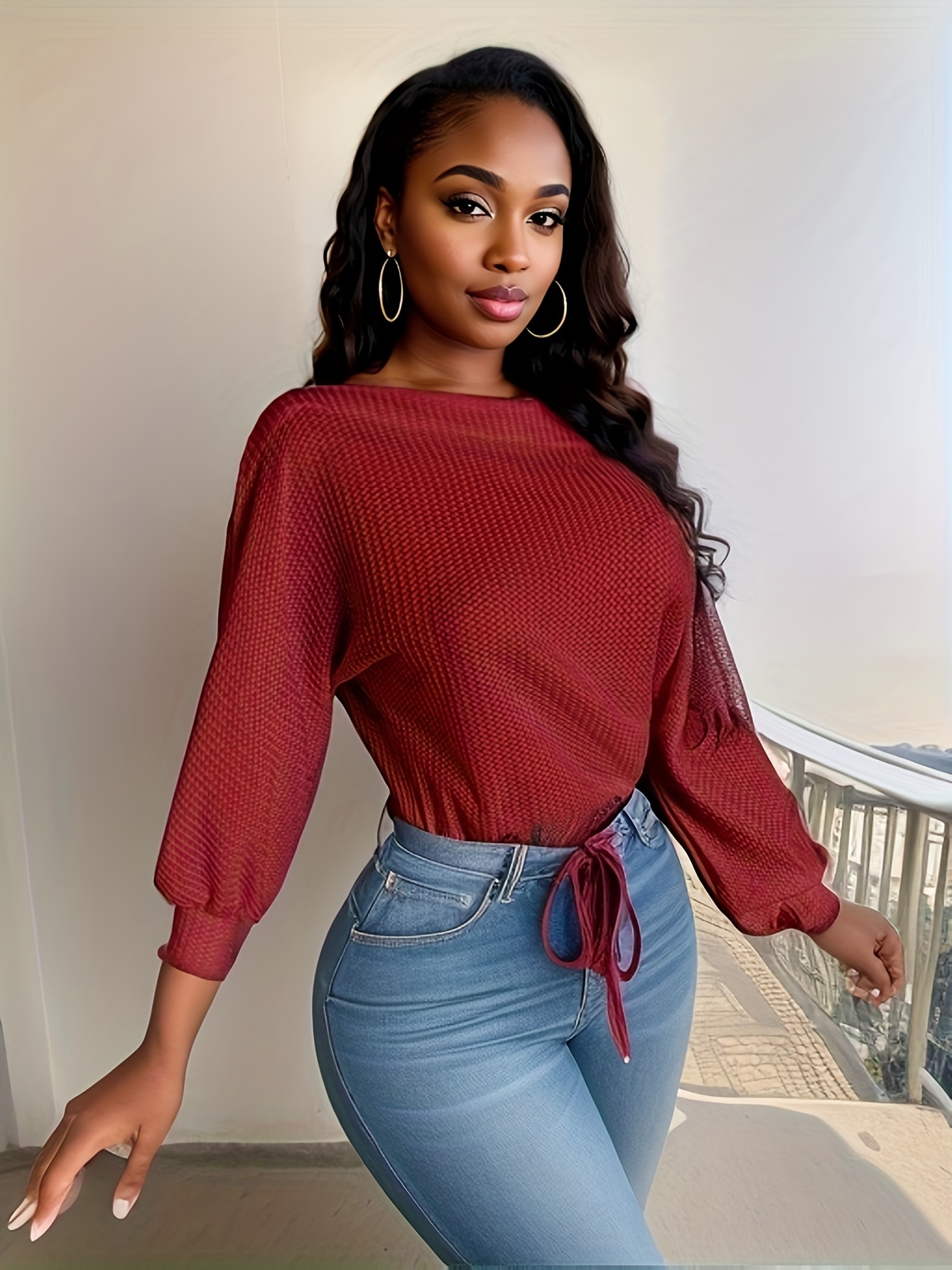 Red crop best sale off shoulder sweater