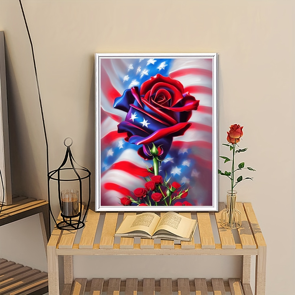 Diamond Painting For Adults 5d Colorful Roses And Flags - Temu