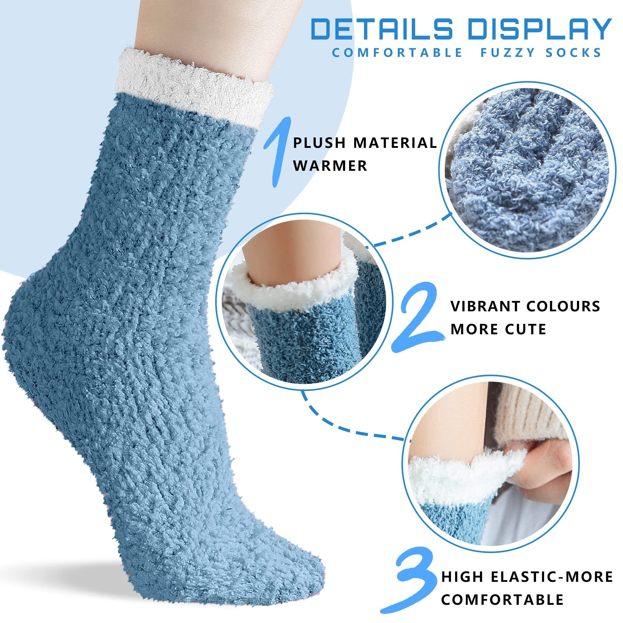 Cozy Women Warm Winter Fuzzy Socks Gripper Non Slip Anti Skid