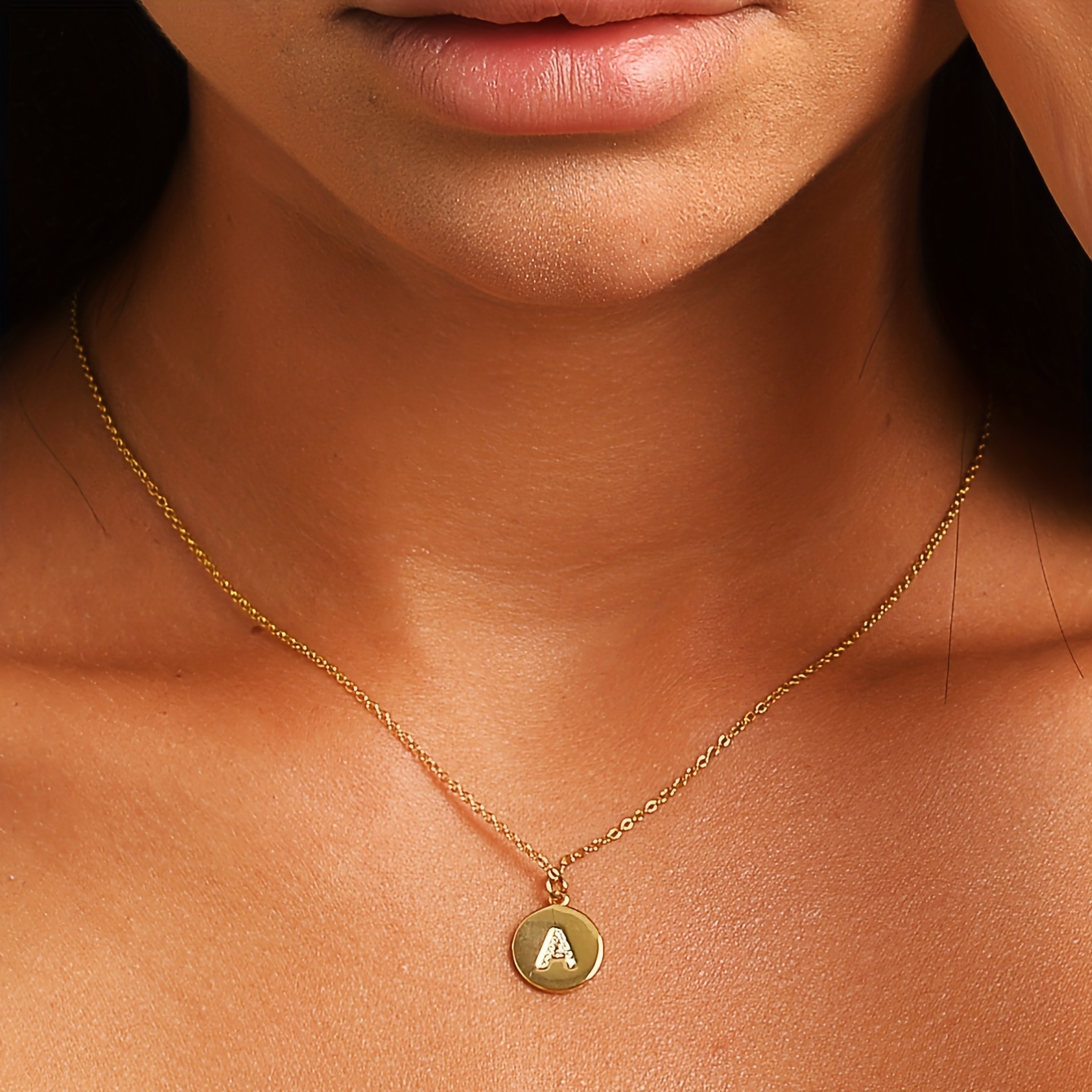 simple letter pendant elegant copper inlaid Temu United Arab