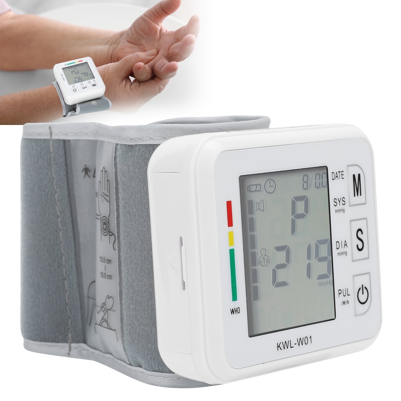 Monitor de presión arterial de muñeca Digital, medidor automático de  presión arterial, frecuencia cardíaca, pulso, esfigmomanómetro portátil,  tonómetro