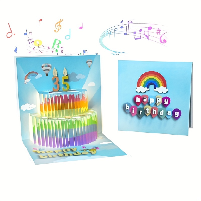 DTESL Carte d'anniversaire pop-up 3D avec lumière et musique, cartes  d'anniversaire pour femme, cartes de vœux d'anniversaire faites à la main  dans