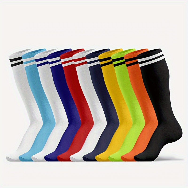 

3 Pairs Of Football Knee High Socks For Youth Adult, Breathable Nonslip Sport Soccer Socks For Outdoor Cycling Climbing Running Summer, Unisex Style High Stockings