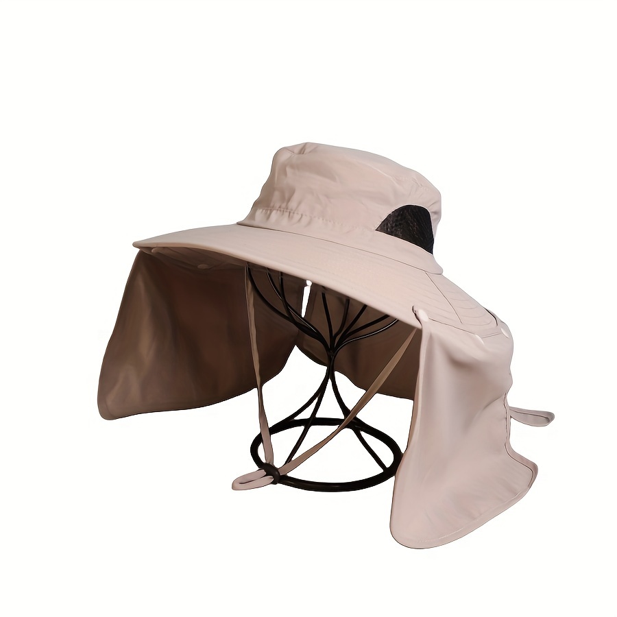 Solid Color Sun Hat Neck Gaiter Breathable Veil Wide Brim Uv - Temu