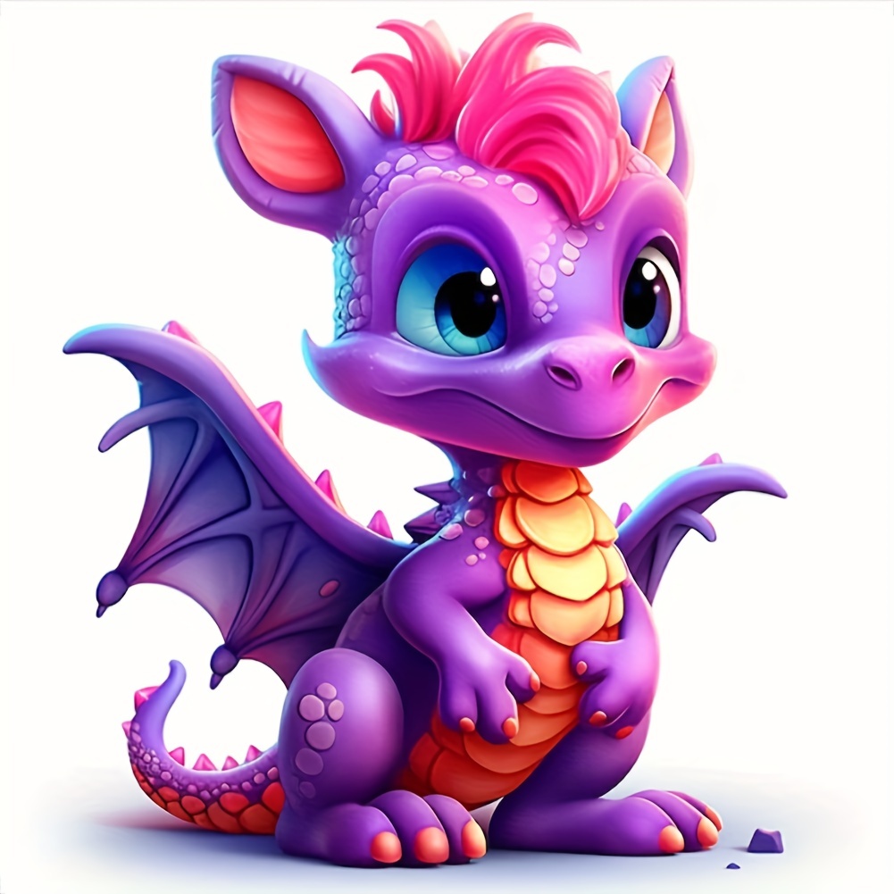 Purple Cartoon Dragon - Diamond Paintings 