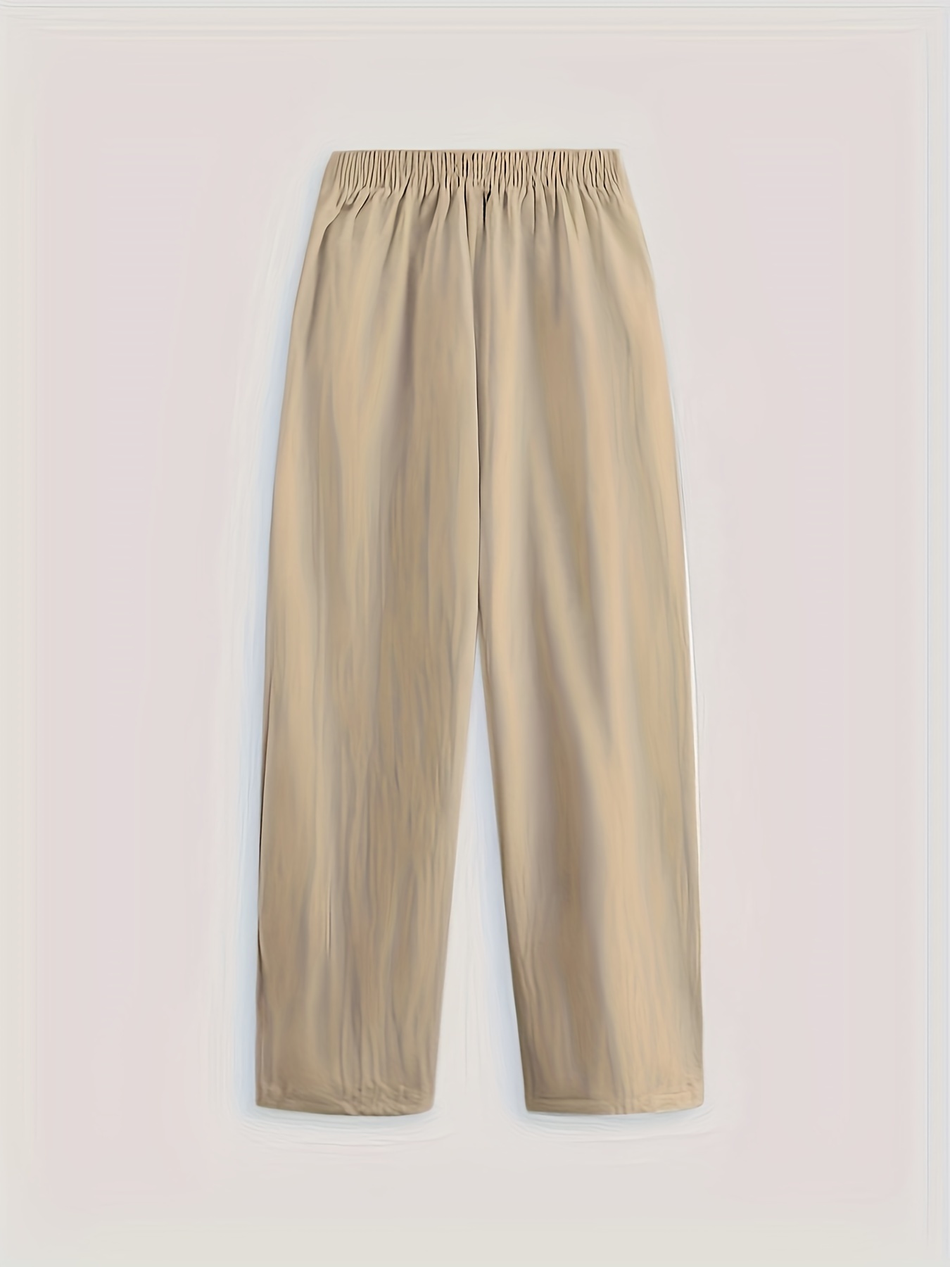 minimalist solid versatile pants casual wide leg elastic waist summer pants womens clothing
