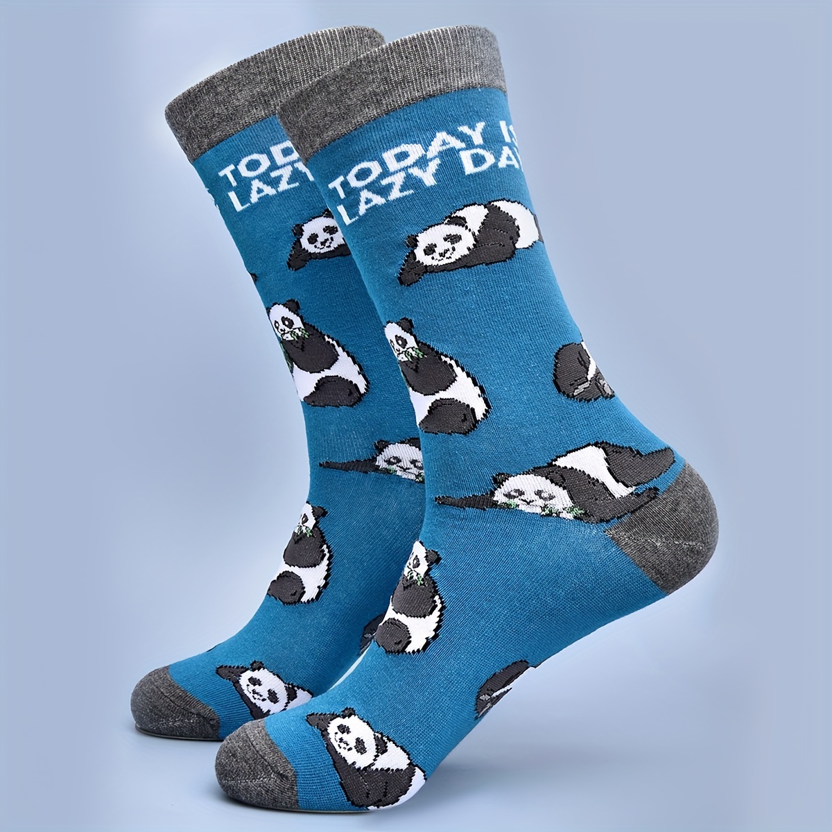 A Pair Of Unisex Socks Featuring A Trendy Panda Design, Perfect For Keeping Warm With A Mid-calf Length