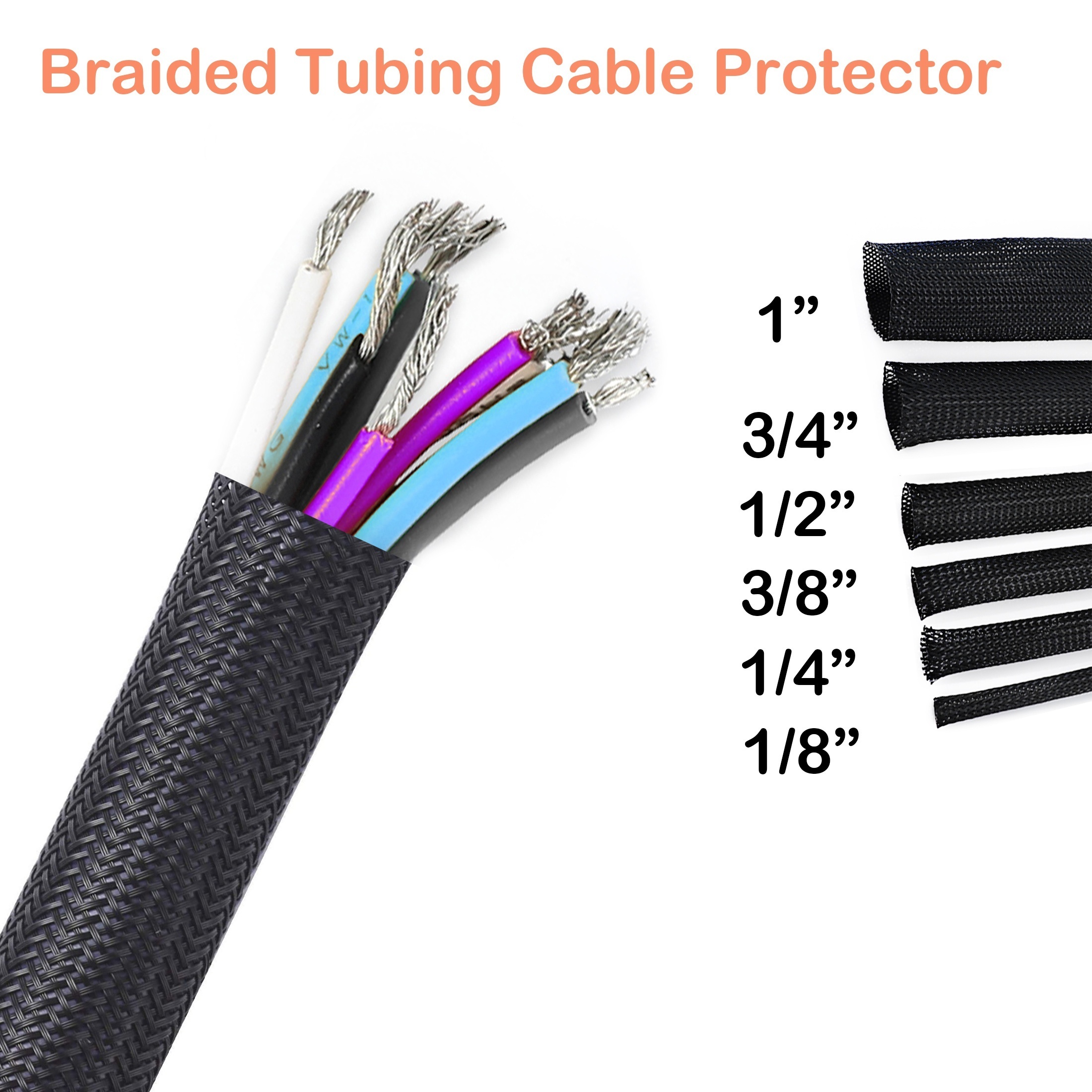 Braided Sleeve Cable Protector Flexible Self wrapping Split - Temu