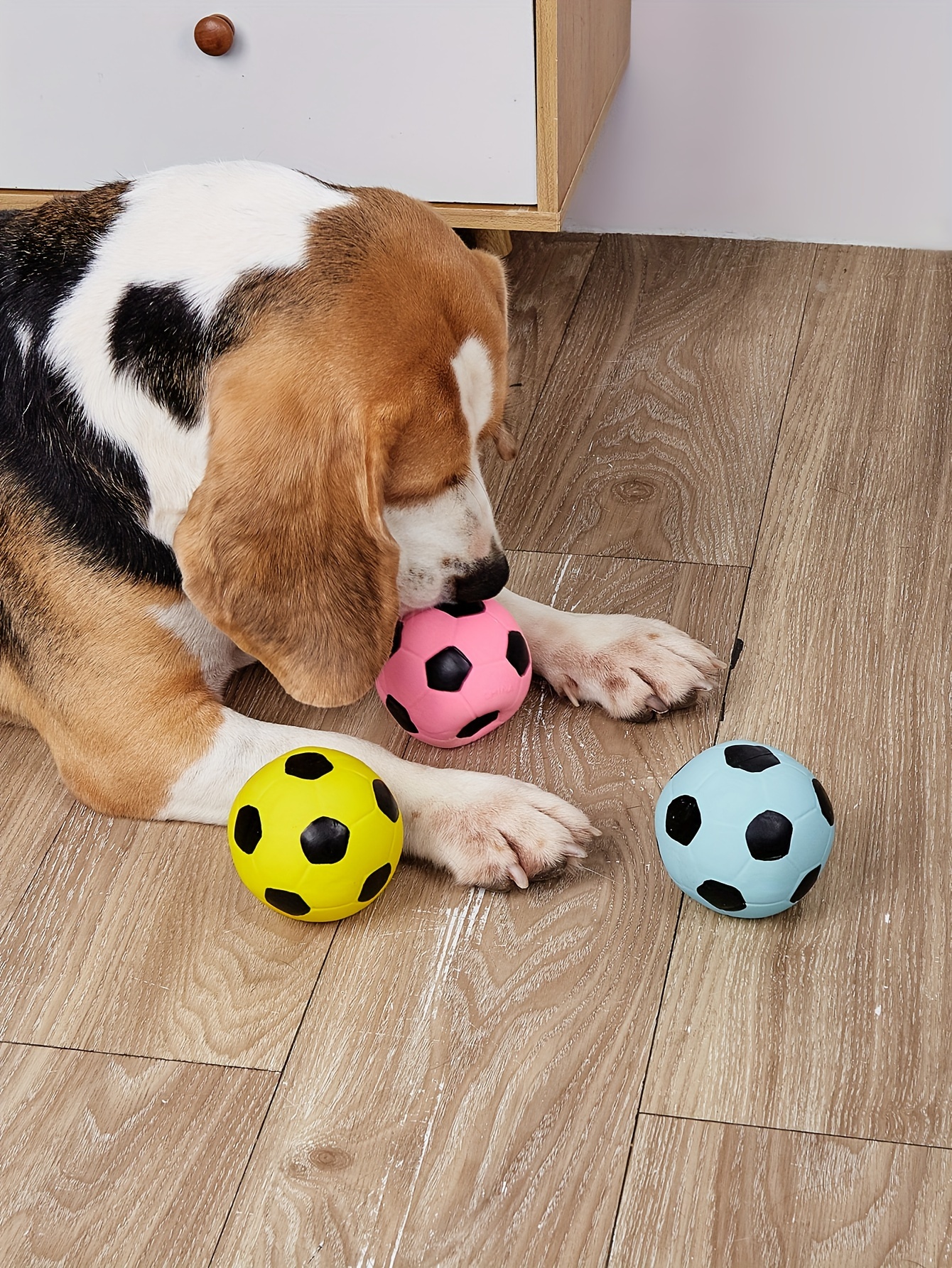 Interactive Football Dog Squeak Toys Durable Latex Ball For Dogs