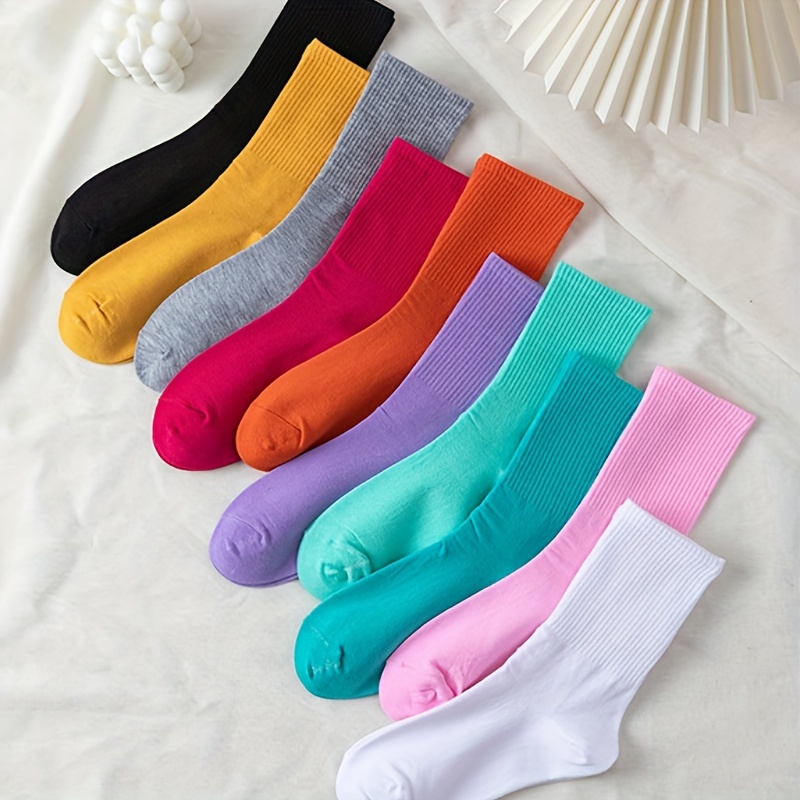 Boys Kids Breathable Comfy Crew Socks Casual Plain Color - Temu