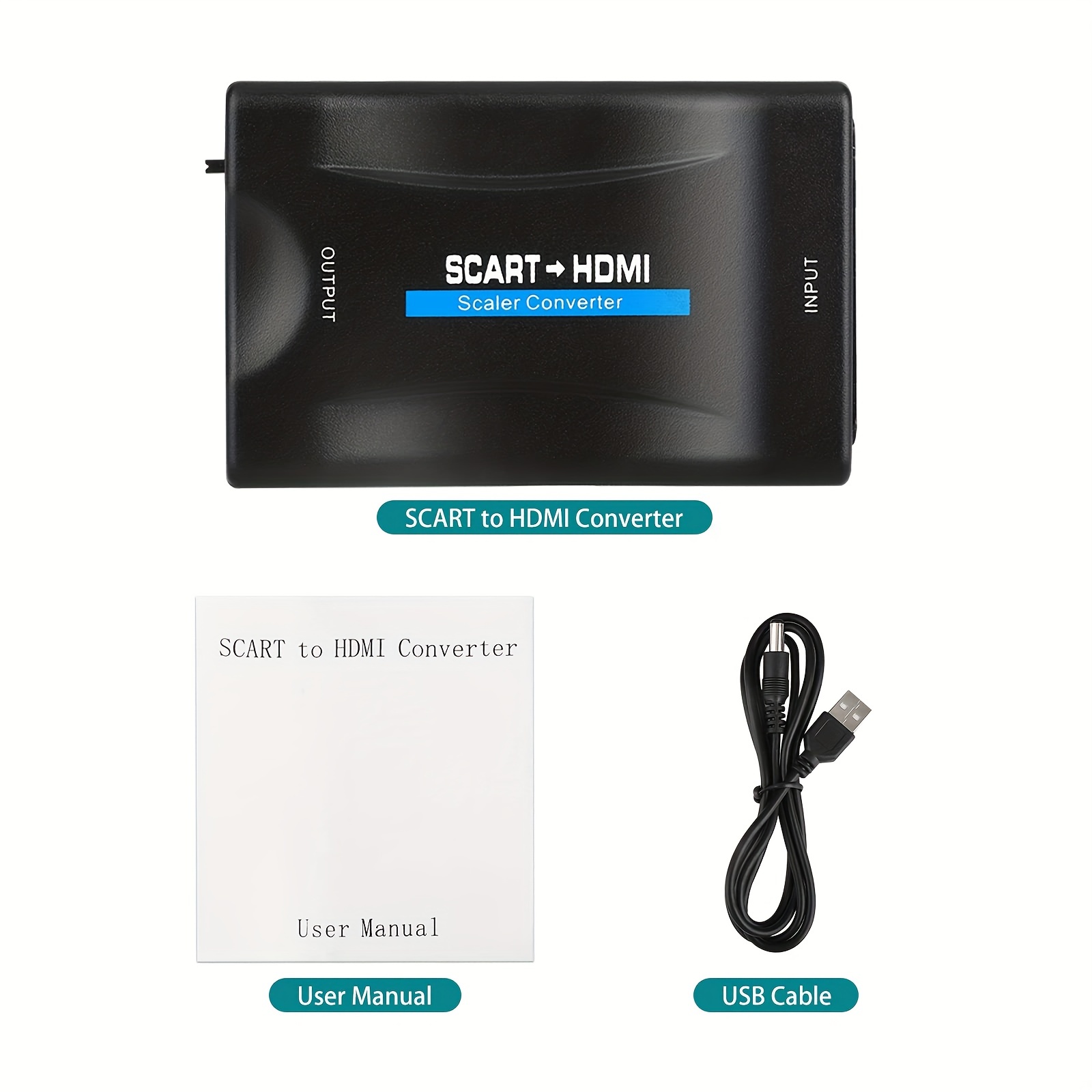 Convertidor de Scart a Hdmi 1080p / 720p con cable USB para Hdtv Stb Vhs  Xbox Ps3 Sky Dvd