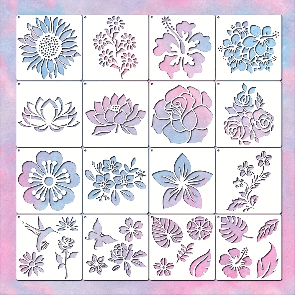 MAGIDOVE 30PCS Flower Stencils for Painting on Wood 3x3 Inch Small