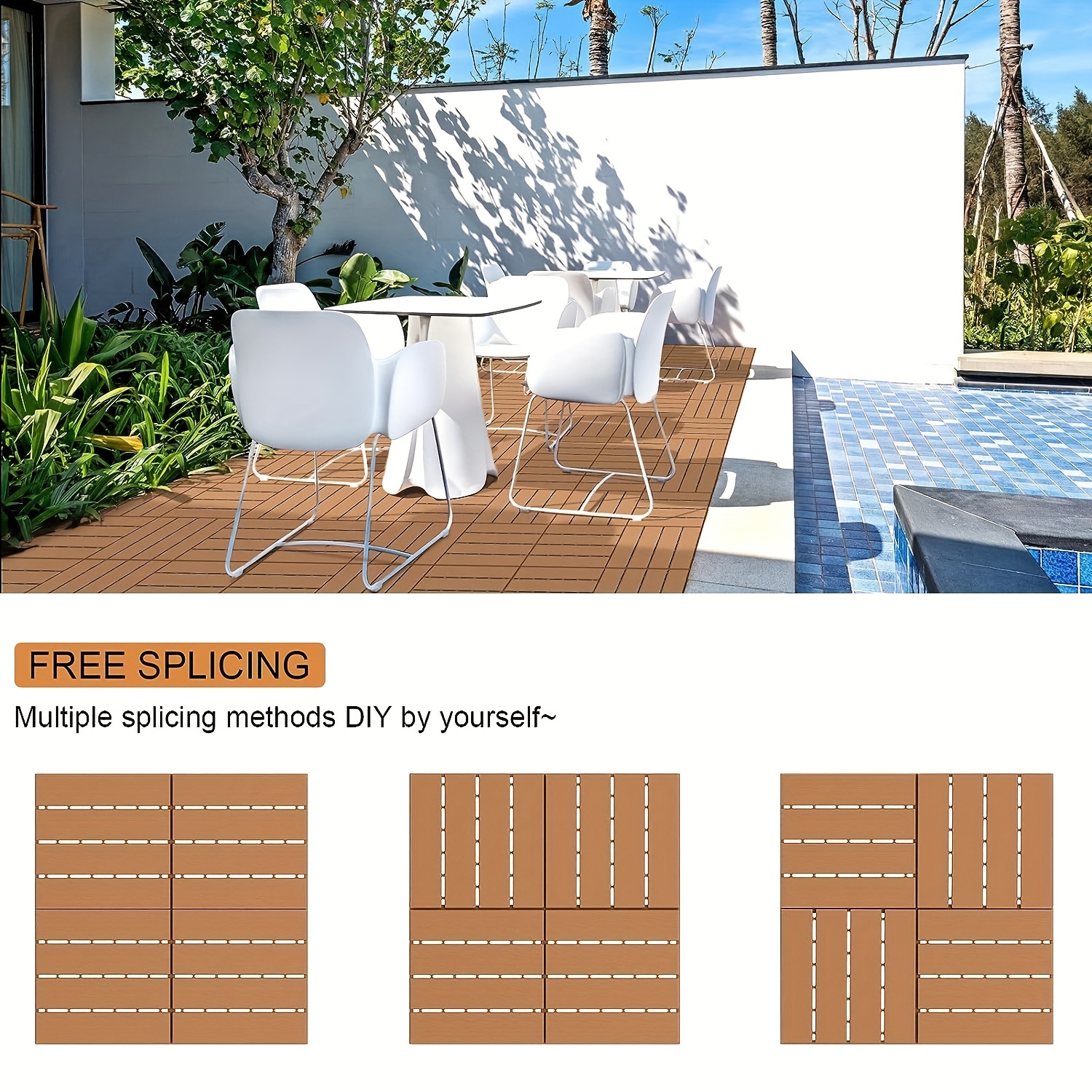 12 x 12 Wood Interlocking Deck Tile Yaheetech Color: Brown