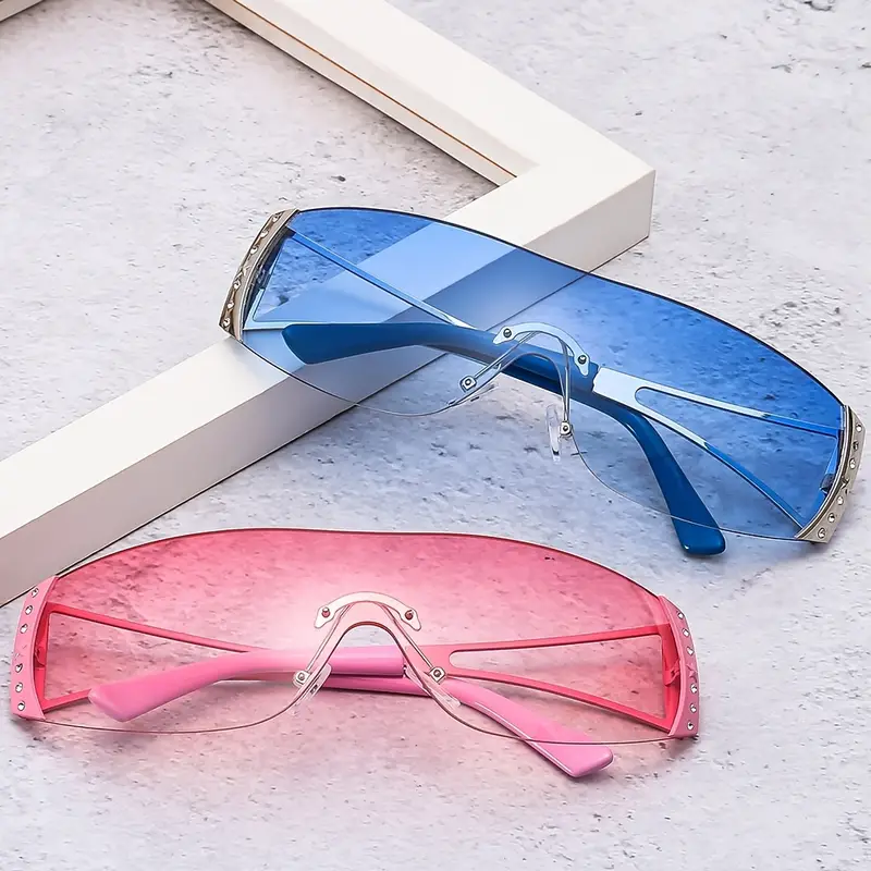 Wrap Around Y2k Sunglasses For Women, Stylish Futuristic Frameless Gradient  Lens Sun Glasses Eyewear - Temu