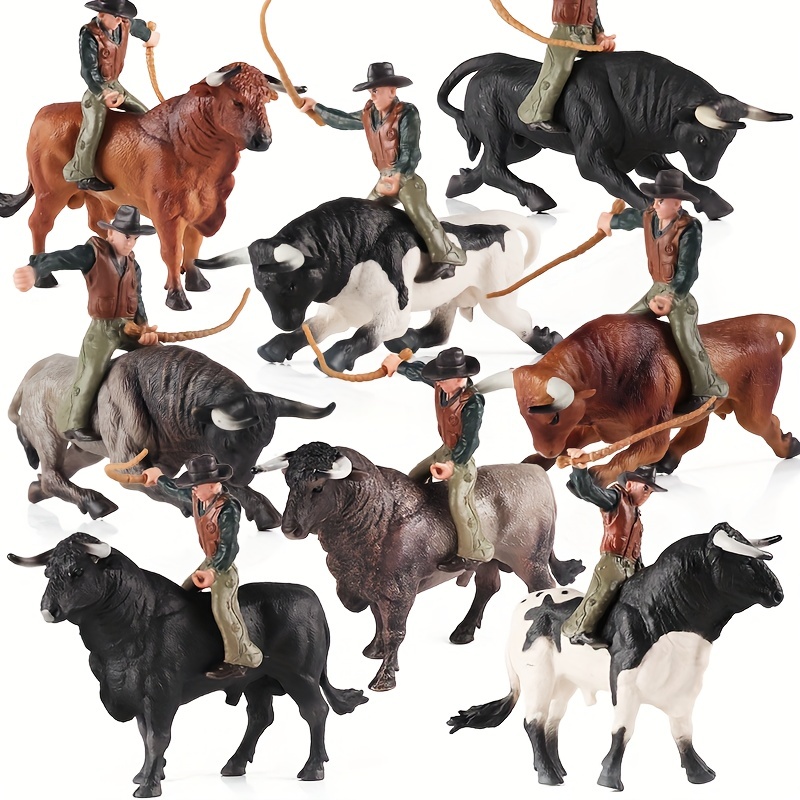 Juego de juguetes de toro: 8 figuras de cuernos largos, vacas, caballos y  antílopes para fiestas infantiles y colección de niños pequeños