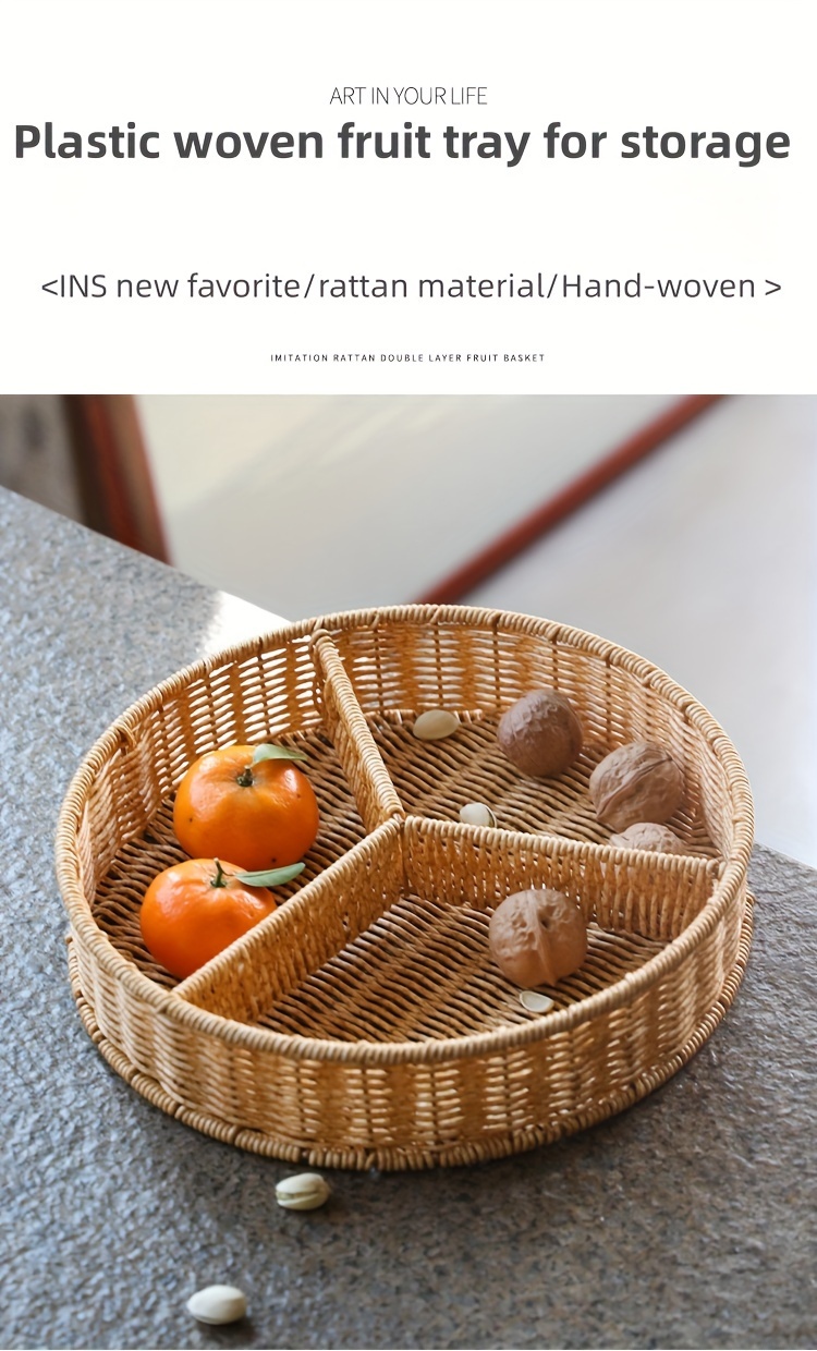 1pc cesta plástico ratán dividida frutas secas - Temu Dominican Republic, image size:750x1240