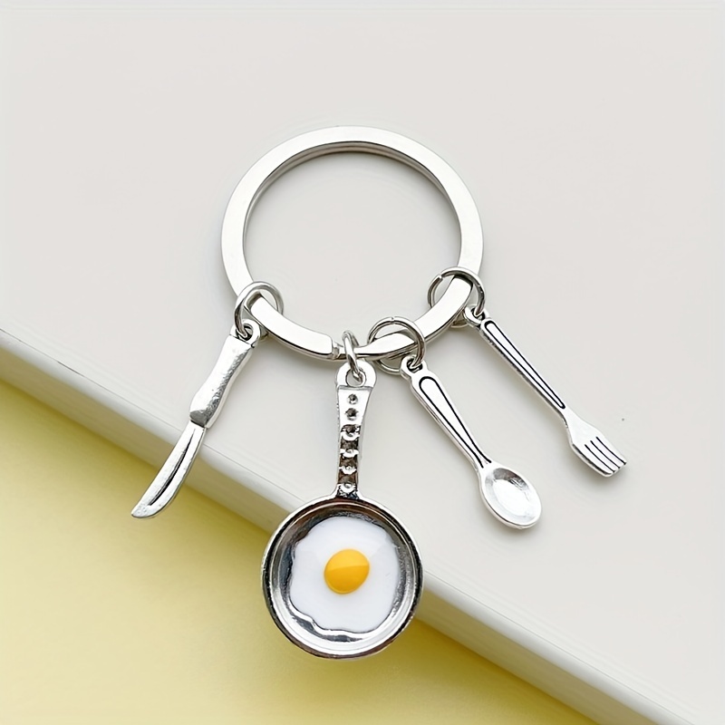 Fried Egg Charm Keychain Accessories Pendant Bag Charm Key Ring